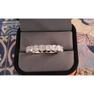 DIAMONIQUE 6Ct Cushion Cut Sim Diamond Eternity Band Ring Sz 10~925SS